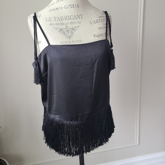 Bailey /44 Elegant Black Fringe Top Sz.L - Picture 1 of 10